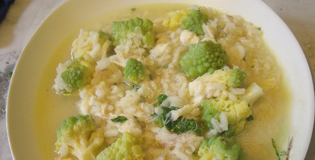 Minestra di pasta e broccoli in brodo di arzilla