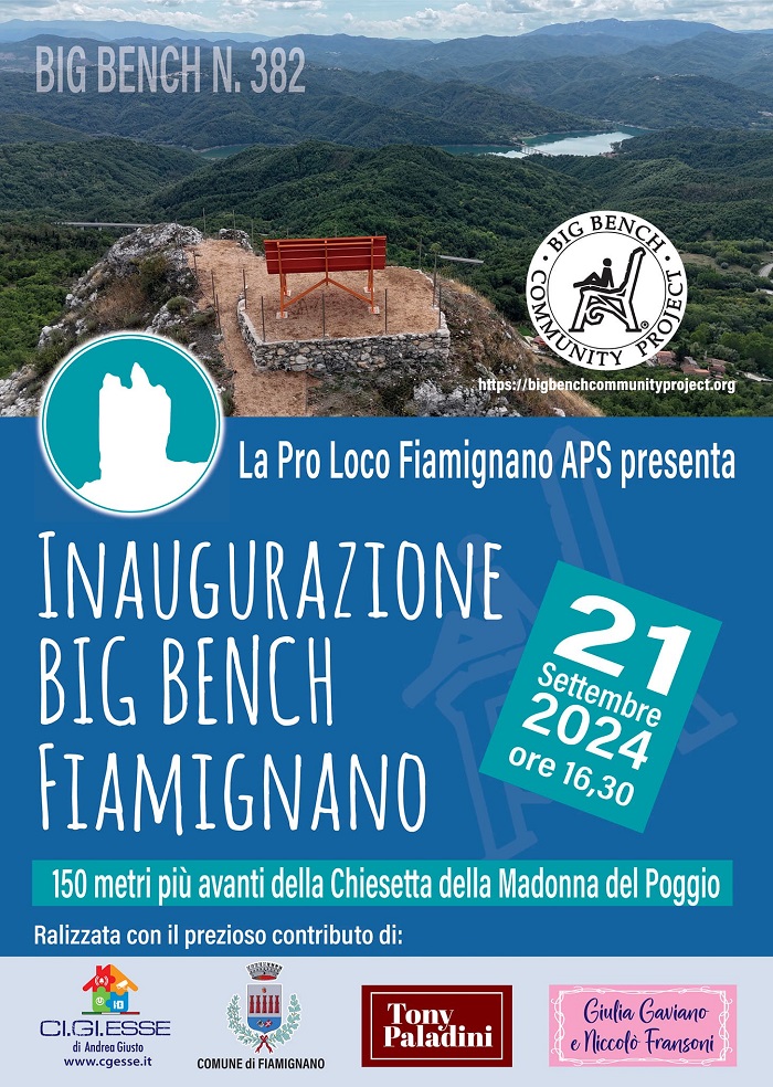 Locandina inaugurazione Big Bench Fiamignano