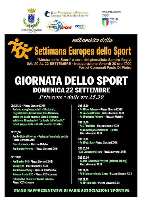 Il programma della Giornata dello Sport 2024 a Priverno 