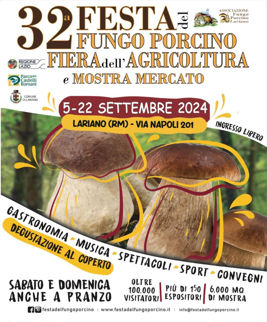 Locandina della festa del fungo porcino di Lariano 2024