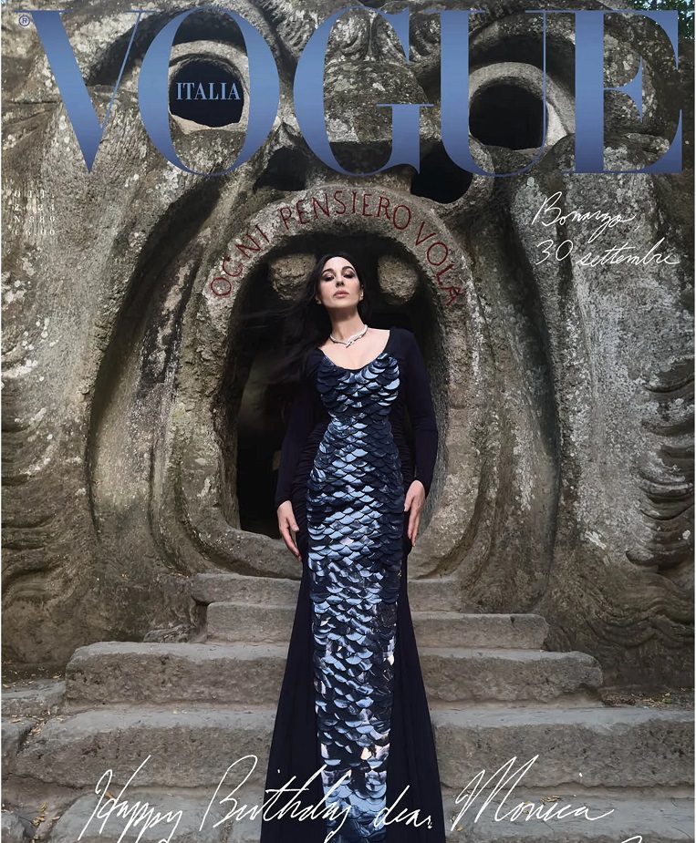 La Cover di Vogue Italia con Bellucci a Bomarzo fotografata da Tim Burton