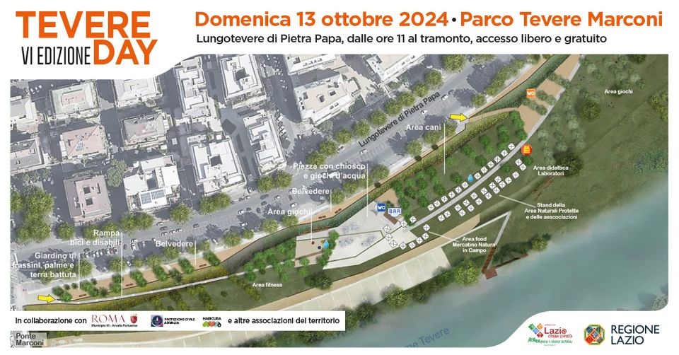 Locandina Tevere Day 2024 al Parco Tevere Marconi