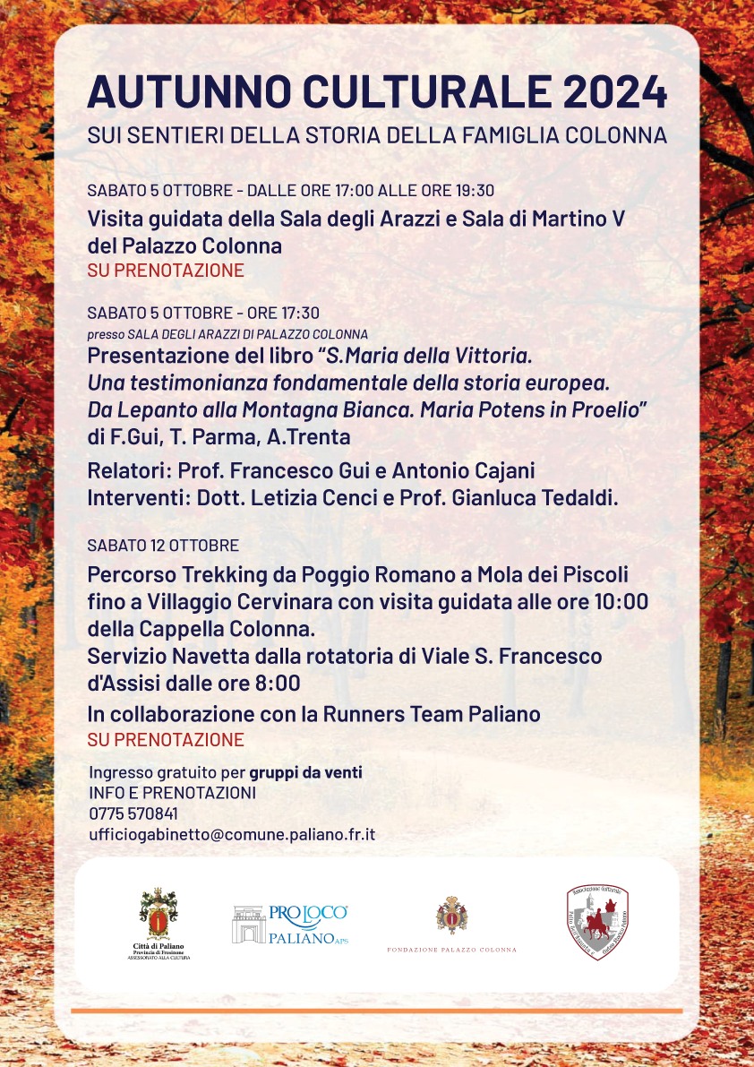 Locandina autunno culturale Paliano