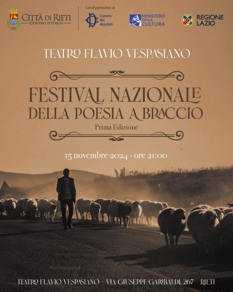 Locandina del primo Festival nazionale della Poesia a braccio a Rieti