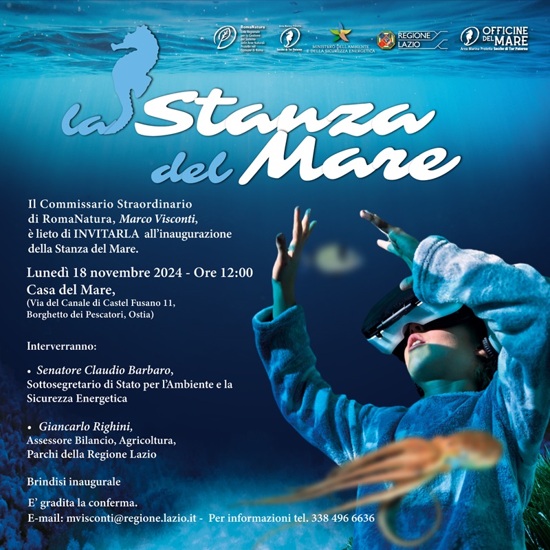 Locandina per l'inaugurazione della Stanza del Mare di Ostia