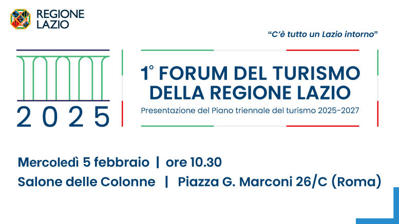 La Locandina del 1° Forum del Turismo della Regione Lazio 2025